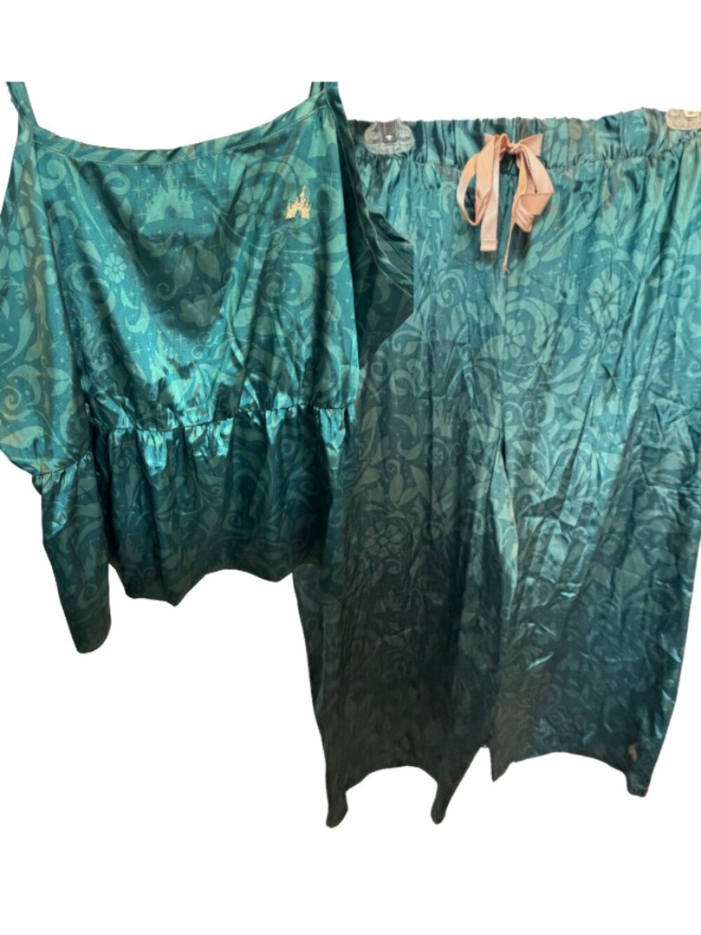 Disney castle green satin pajamas XL